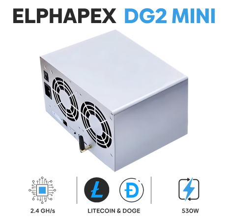 ElphaPex DG2 Mini 2.4GH/s LITECOIN & DOGECOIN (SCRYPT) Miner - Neu
